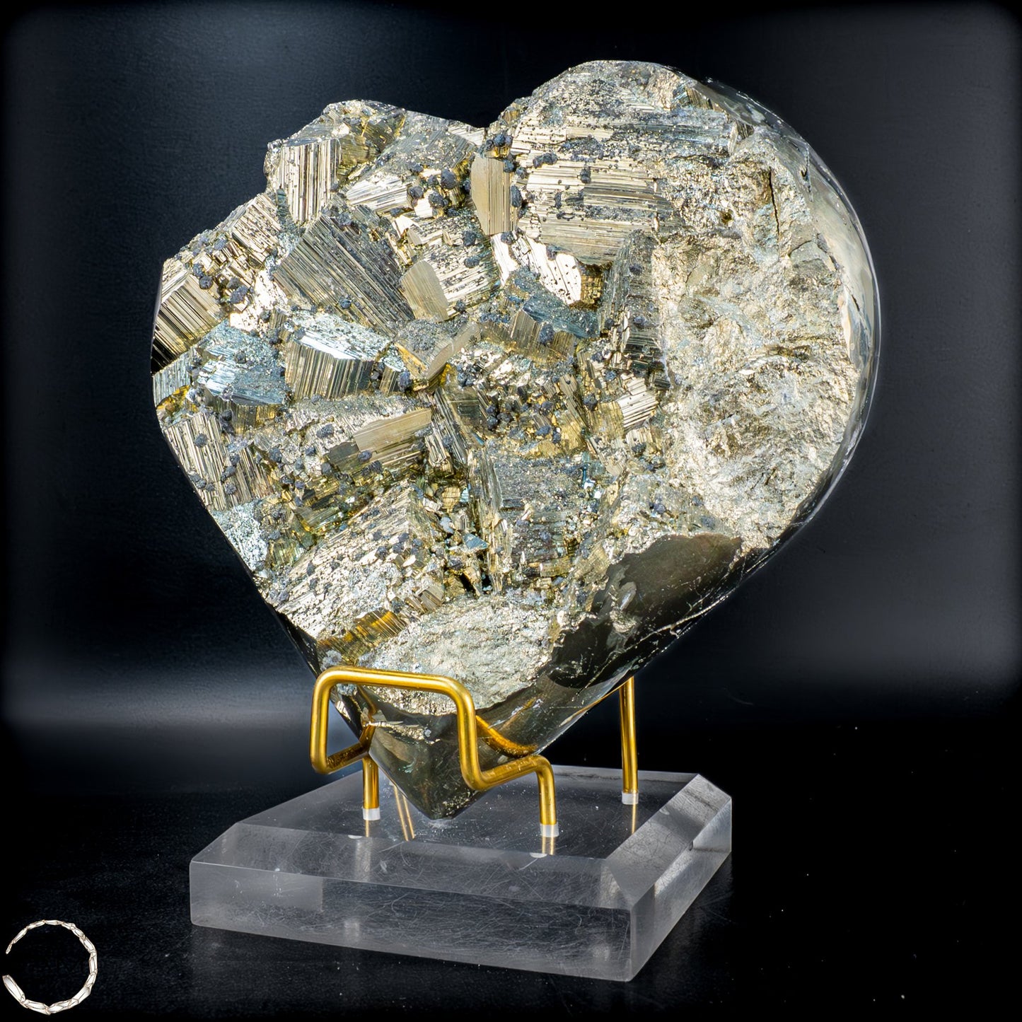 Natürliches Pyrit, Quarz und Galena Kristall Herz/Druse - 2555,65 g