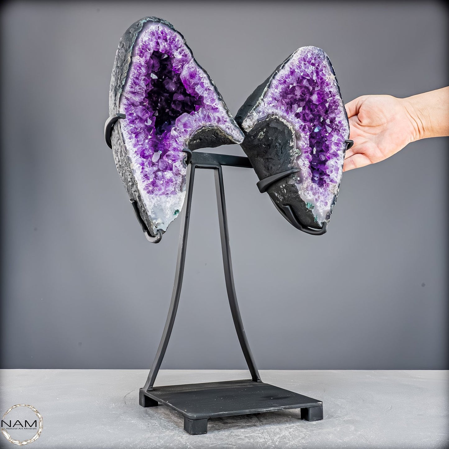 Natürliche Amethyst Drusen Flügel auf Ständer -9403,88g
