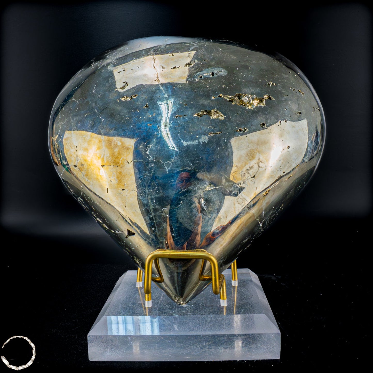 Natürliches Pyrit, Quarz und Galena Kristall Herz/Druse - 2555,65 g