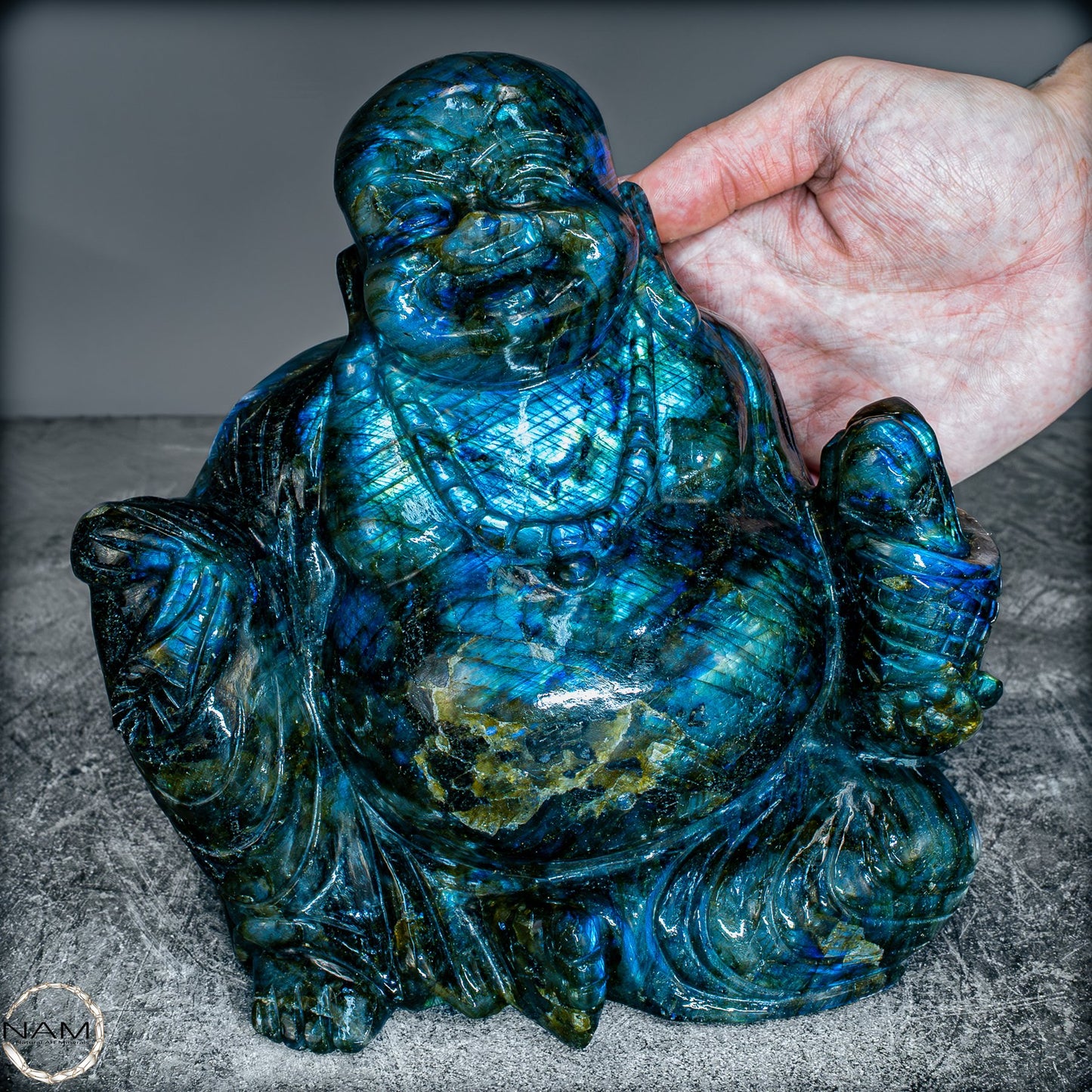 Natürlicher Labradorit Buddha von Höster Qualität - 3656,27g