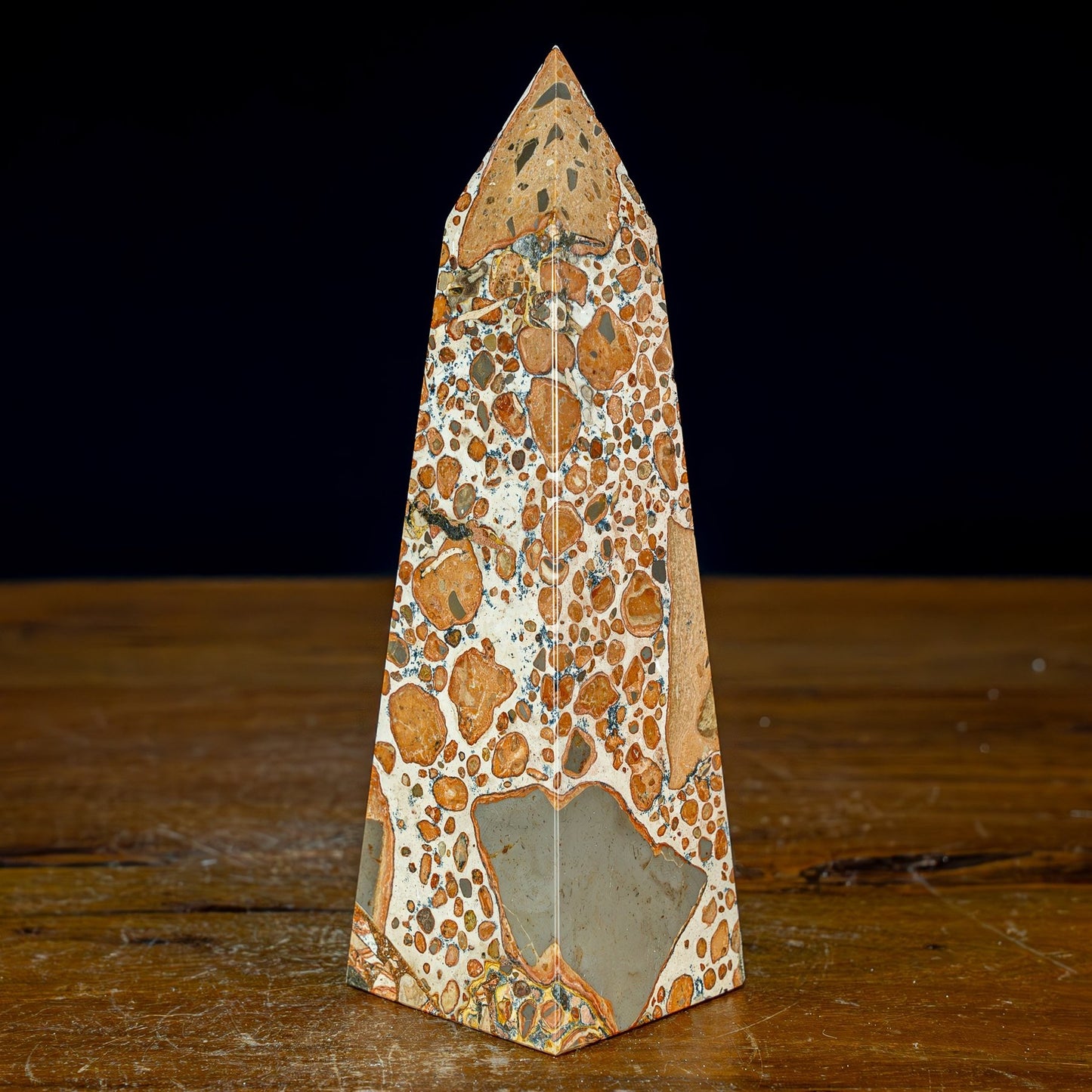 Natürlicher Leoparden-Jaspis Obelisk - 712,45g