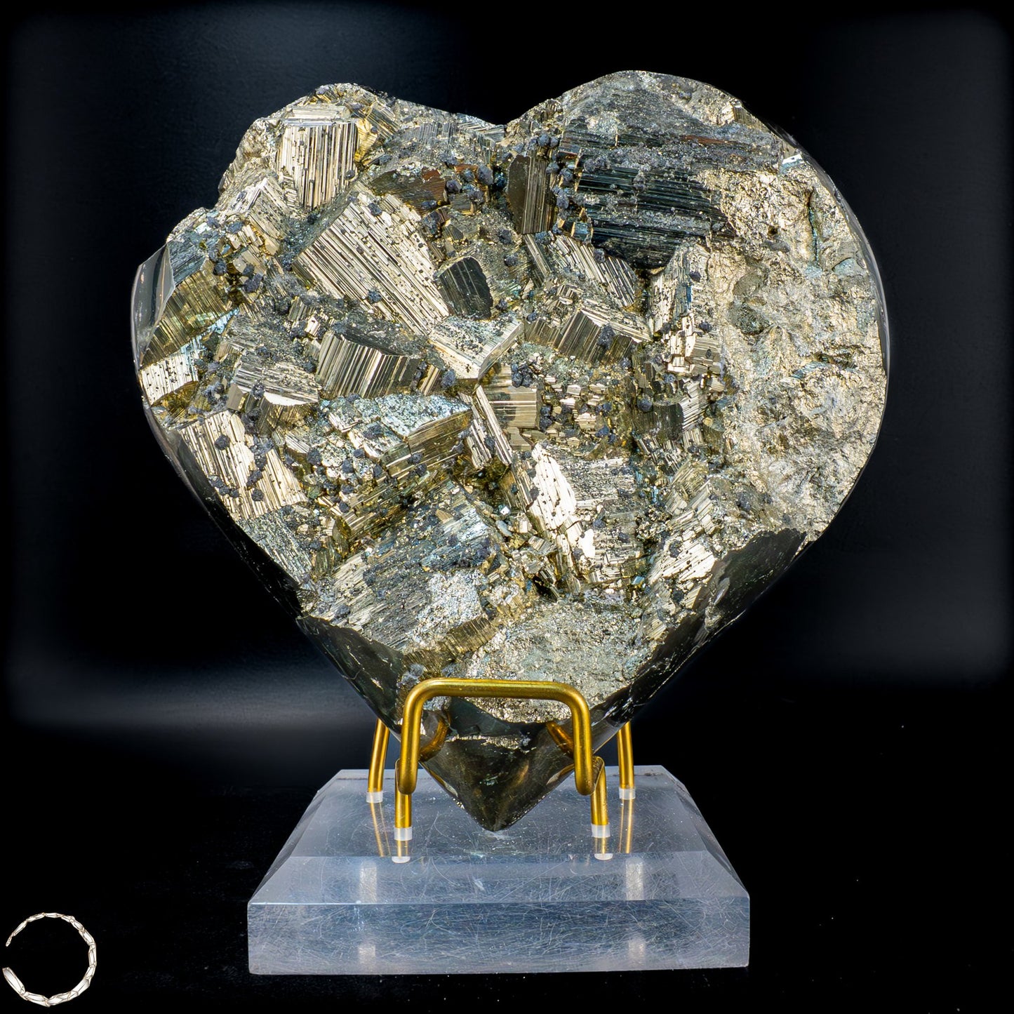 Natürliches Pyrit, Quarz und Galena Kristall Herz/Druse - 2555,65 g