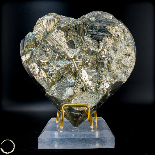 Natürliches Pyrit, Quarz und Galena Kristall Herz/Druse - 2555,65 g