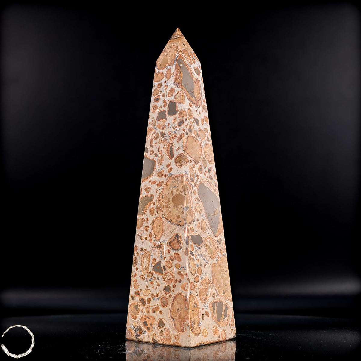 Natürlicher Leoparden-Jaspis Obelisk -1000,52g