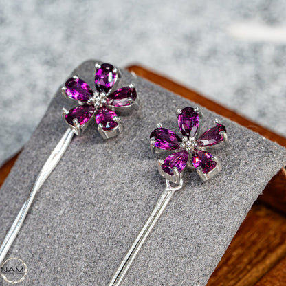 Florale Eleganz – Ohrringe mit natürlichen Padparadscha-Saphiren aus Tansania 3,16g  15,8ct