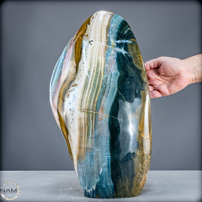 Farben des Ozeans – Ozean-Jaspis in spektakulärer Freiform-15306,31g