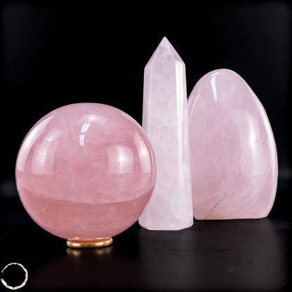 Rosenquarz-Set –  aus Turm, Freiform und Kugel 2118,31g