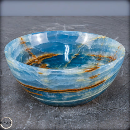 Seltene Natürlich Blaue Onyx-Kristall Schale/Schüssel, Argentinien - 556,99g