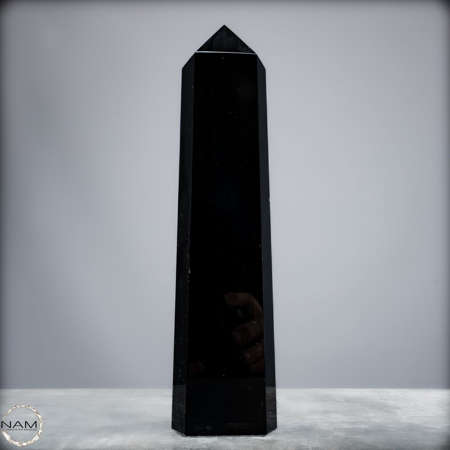 Natürliche Schwarze Obsidian Kristall-Obelisk - 1264,18g