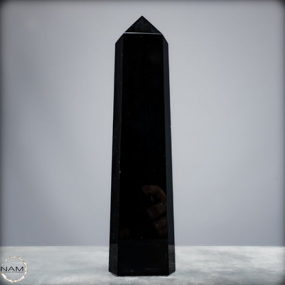 Natürliche Schwarze Obsidian Kristall-Obelisk - 1264,18g