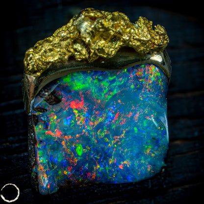 Natural Boulder Opal, Natürliches Goldnugget, 18K Gold Nugget - 3,968g