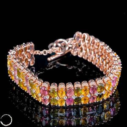 Exklusives Turmalin-Armkettchen – 925er Silber, rosé vergoldet - 32,39g 161,95ct