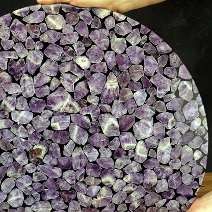 Wunderschöne Amethyst Tischplatte: 12965 g - 590x590x20 mm