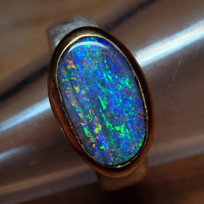 AAA+ Boulder Opal Ring aus Australien 925 Silber & 18k Gold Plated, 29.195 ct