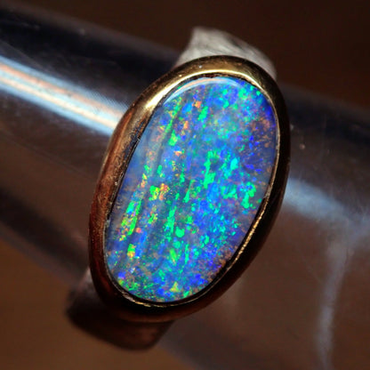 AAA+ Boulder Opal Ring aus Australien 925 Silber & 18k Gold Plated, 29.195 ct