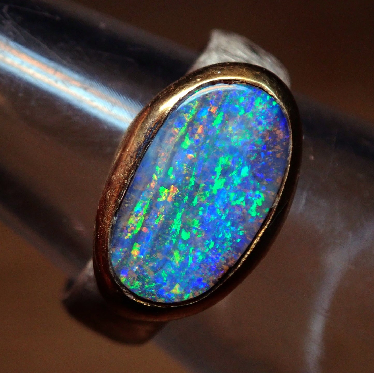 AAA+ Boulder Opal Ring aus Australien 925 Silber & 18k Gold Plated, 29.195 ct