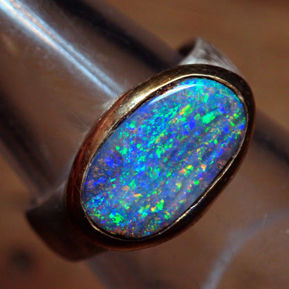 AAA+ Boulder Opal Ring aus Australien 925 Silber & 18k Gold Plated, 29.195 ct