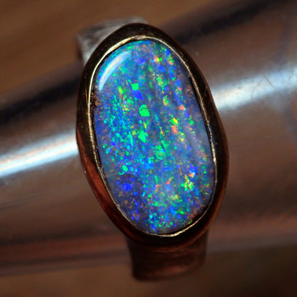 AAA+ Boulder Opal Ring aus Australien 925 Silber & 18k Gold Plated, 29.195 ct