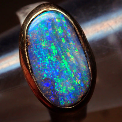 AAA+ Boulder Opal Ring aus Australien 925 Silber & 18k Gold Plated, 29.195 ct