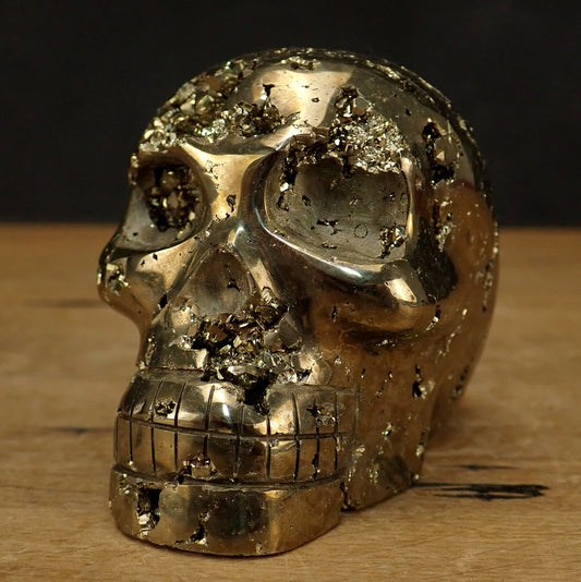 Pyrit Schädel/Totenkopf Skulptur - 732,21g - 70 x 83 x 61 mm