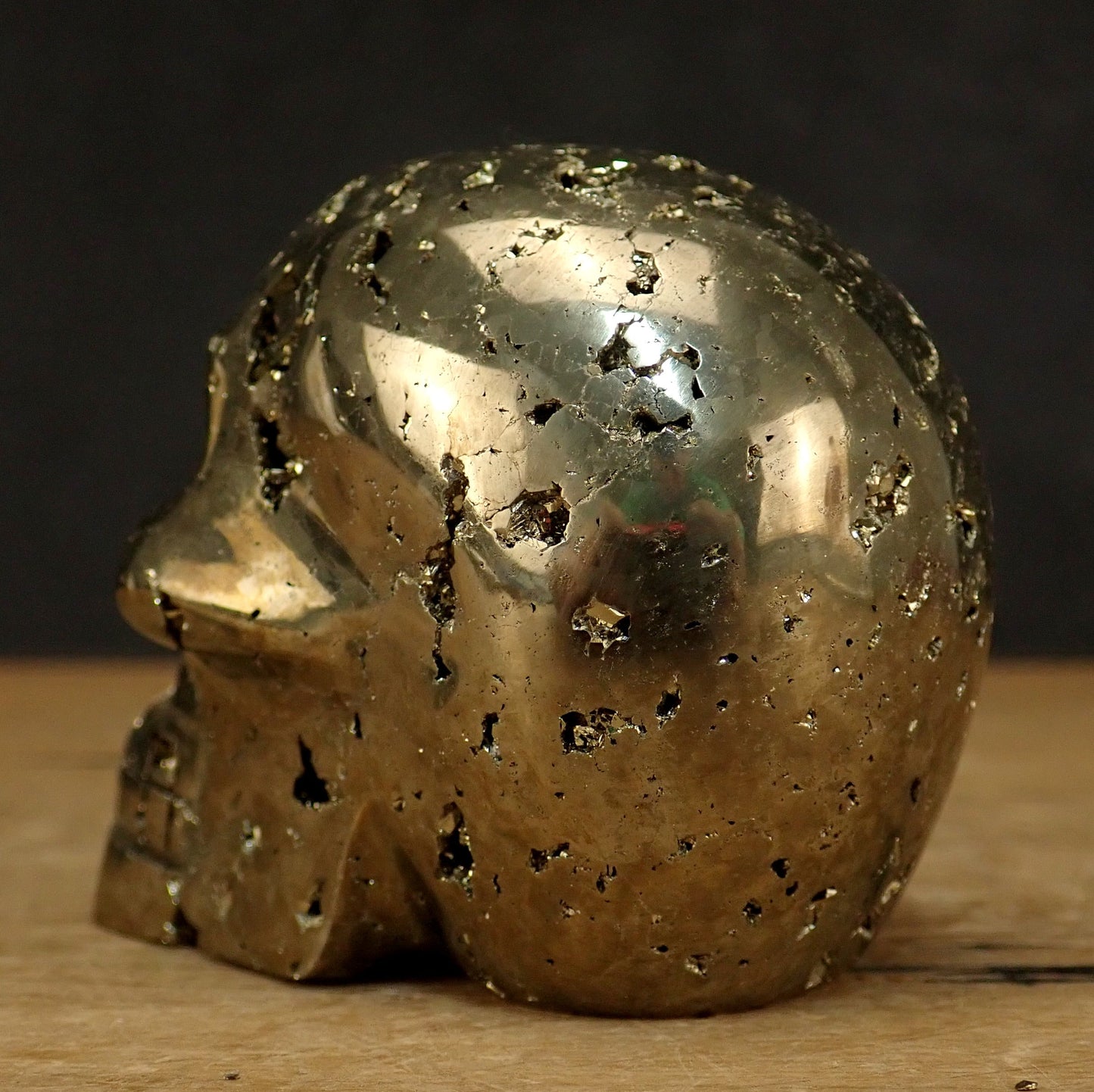 Pyrit Schädel/Totenkopf Skulptur - 732,21g - 70 x 83 x 61 mm