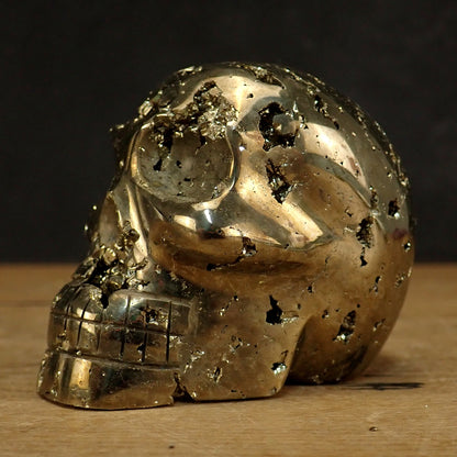 Pyrit Schädel/Totenkopf Skulptur - 732,21g - 70 x 83 x 61 mm