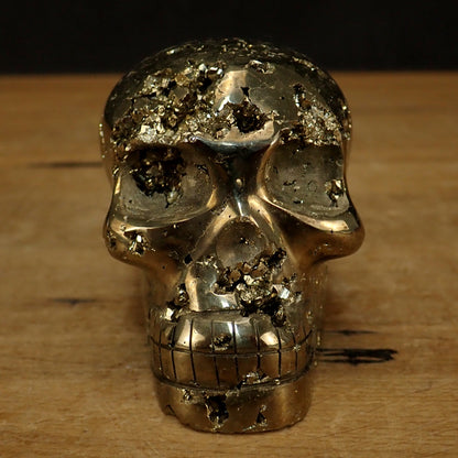 Pyrit Schädel/Totenkopf Skulptur - 732,21g - 70 x 83 x 61 mm