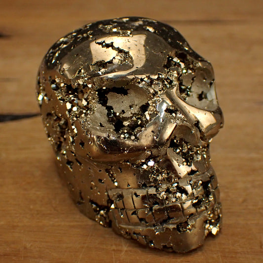 Pyrit Schädel/Totenkopf Skulptur - 426,69g - 69 x 61 x 50 mm