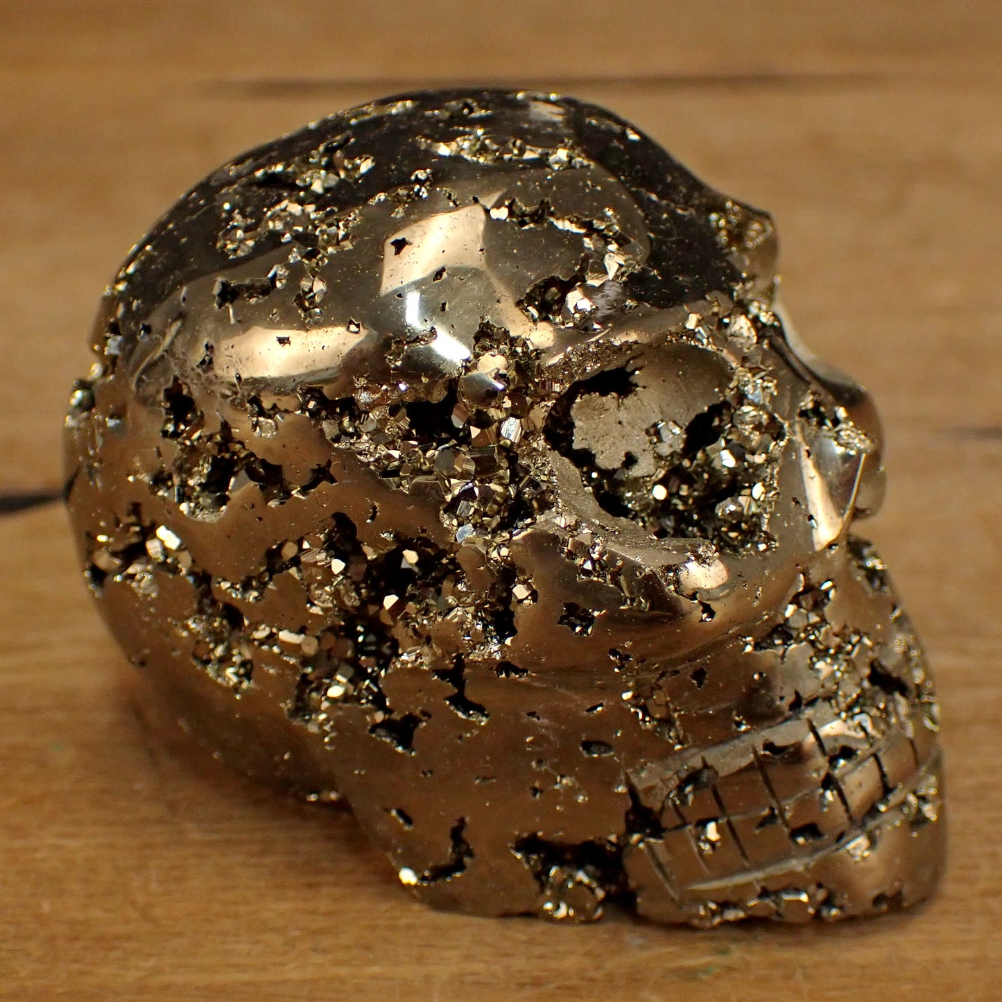 Pyrit Schädel/Totenkopf Skulptur - 426,69g - 69 x 61 x 50 mm