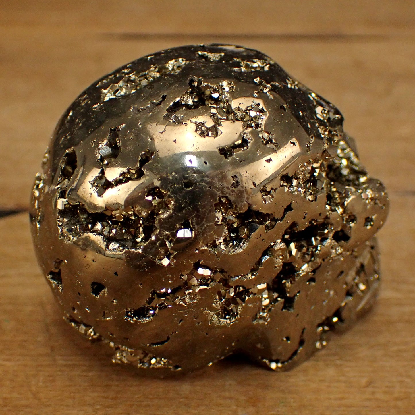 Pyrit Schädel/Totenkopf Skulptur - 426,69g - 69 x 61 x 50 mm