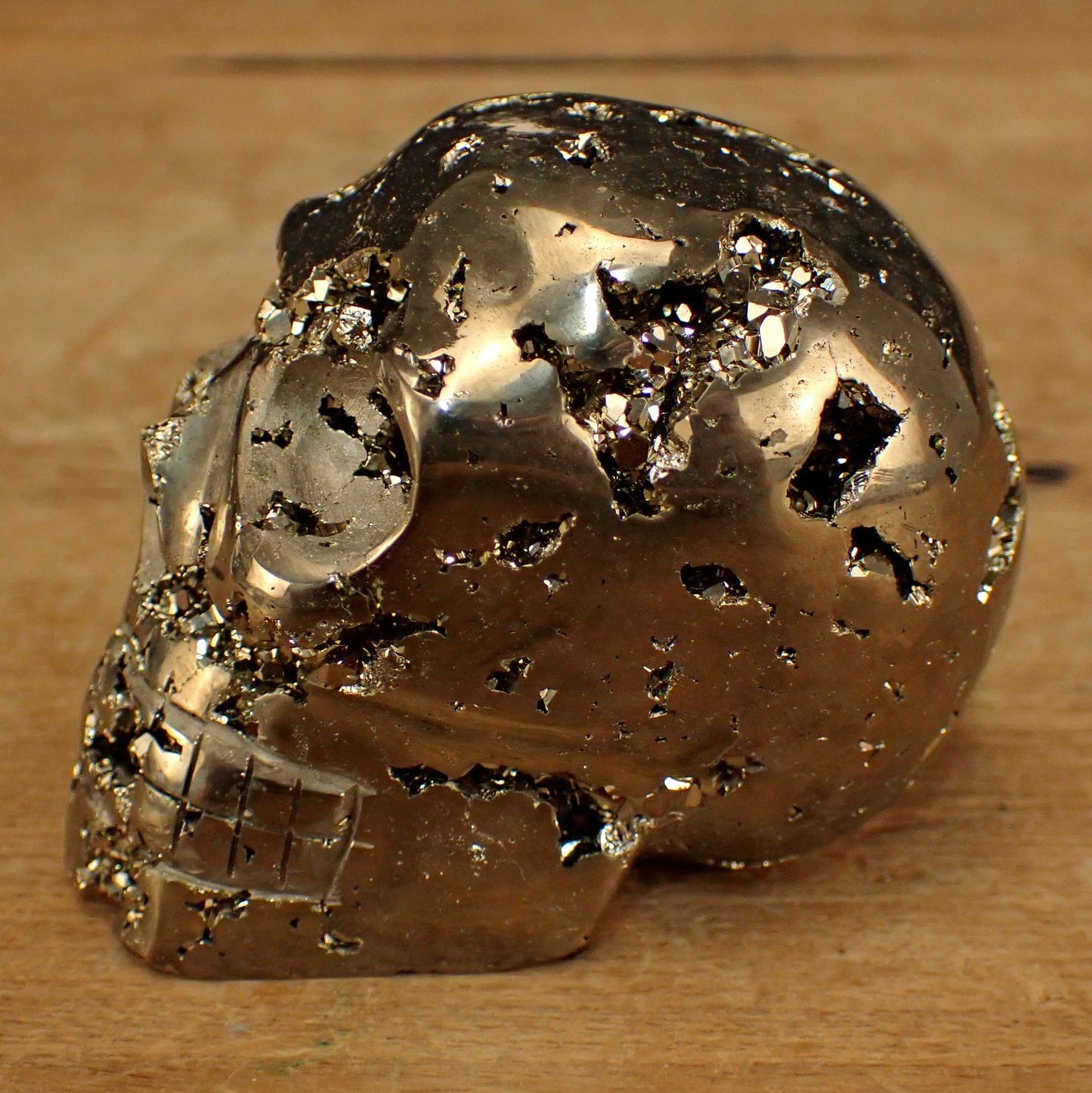 Pyrit Schädel/Totenkopf Skulptur - 426,69g - 69 x 61 x 50 mm