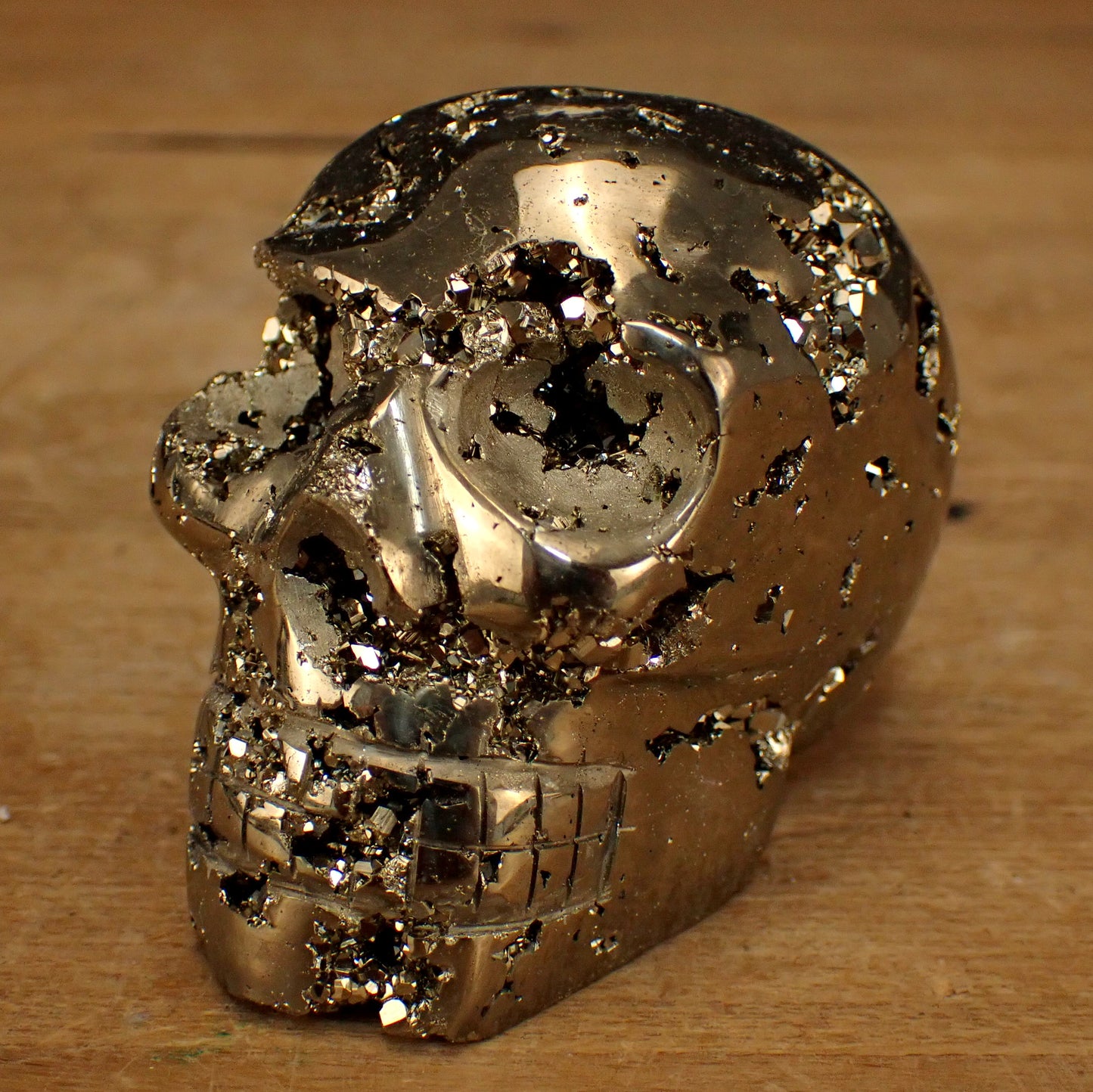 Pyrit Schädel/Totenkopf Skulptur - 426,69g - 69 x 61 x 50 mm